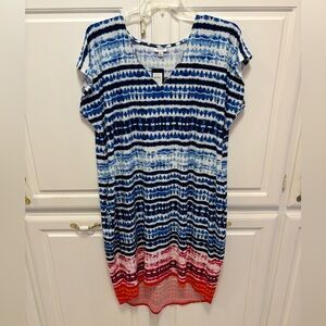 Avenue Red White Blue Striped Hi Lo Dress NWT Women’s Size 18/20